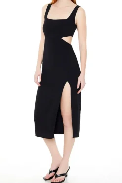 Square-Neck Cutout Midi Dress