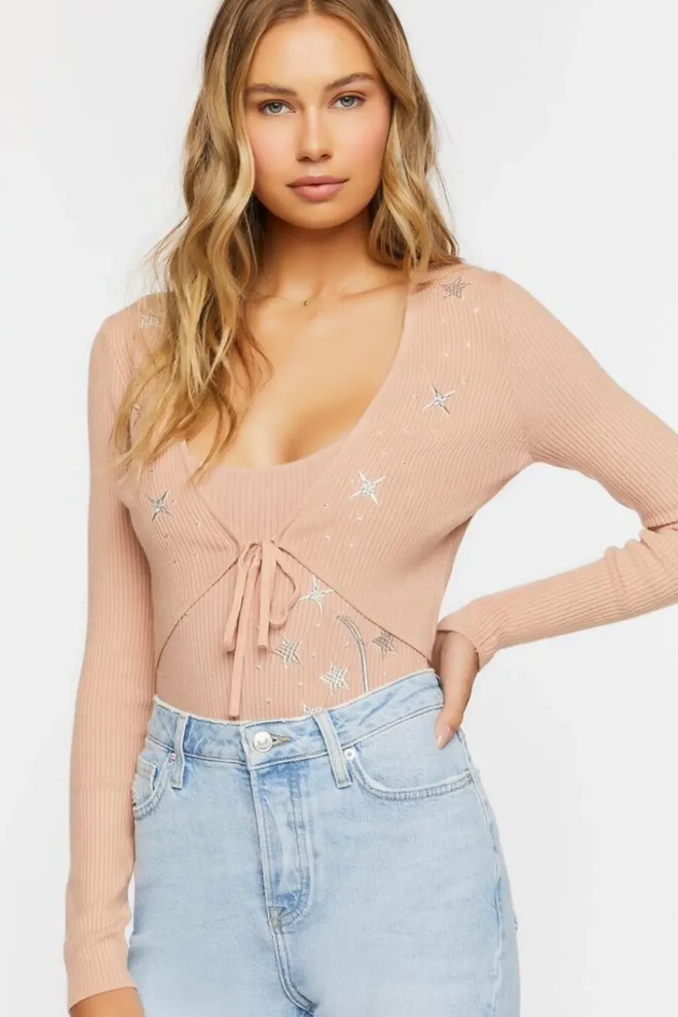 Star Embroidered Cardigan Sweater