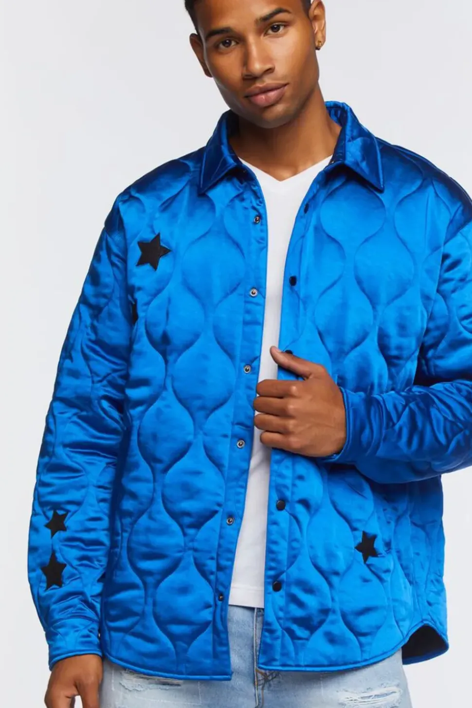Star Embroidered Quilted Shacket