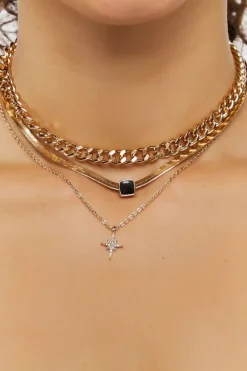 Star & Faux Gem Layered Necklace