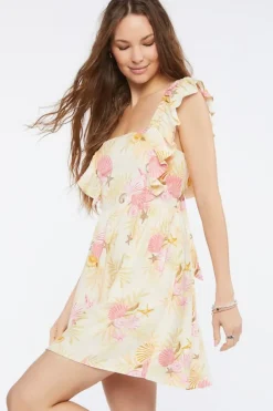 Starfish Print Tie-Back Mini Dress