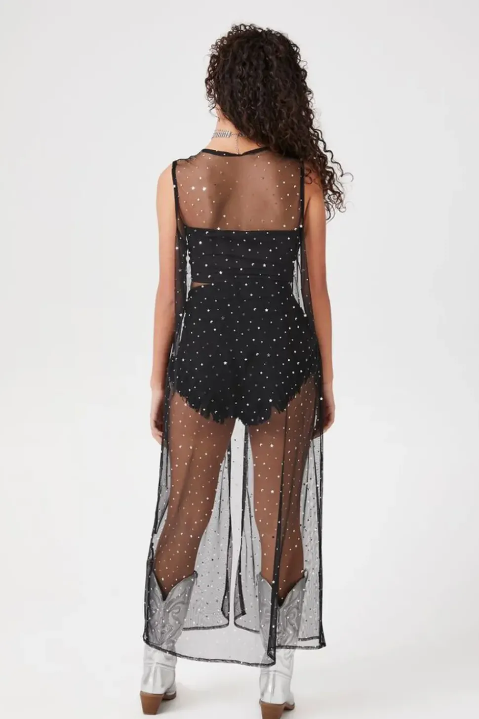 Star Mesh Sleeveless Kimono