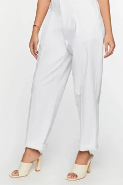 Straight-Leg Cuffed Ankle Pants