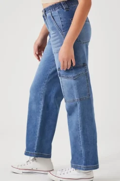 Straight-Leg Denim Cargo Pants