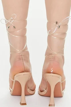 Strappy Open-Toe Lace-Up Heels