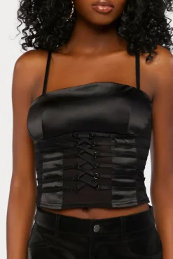 Strappy Satin Cropped Cami