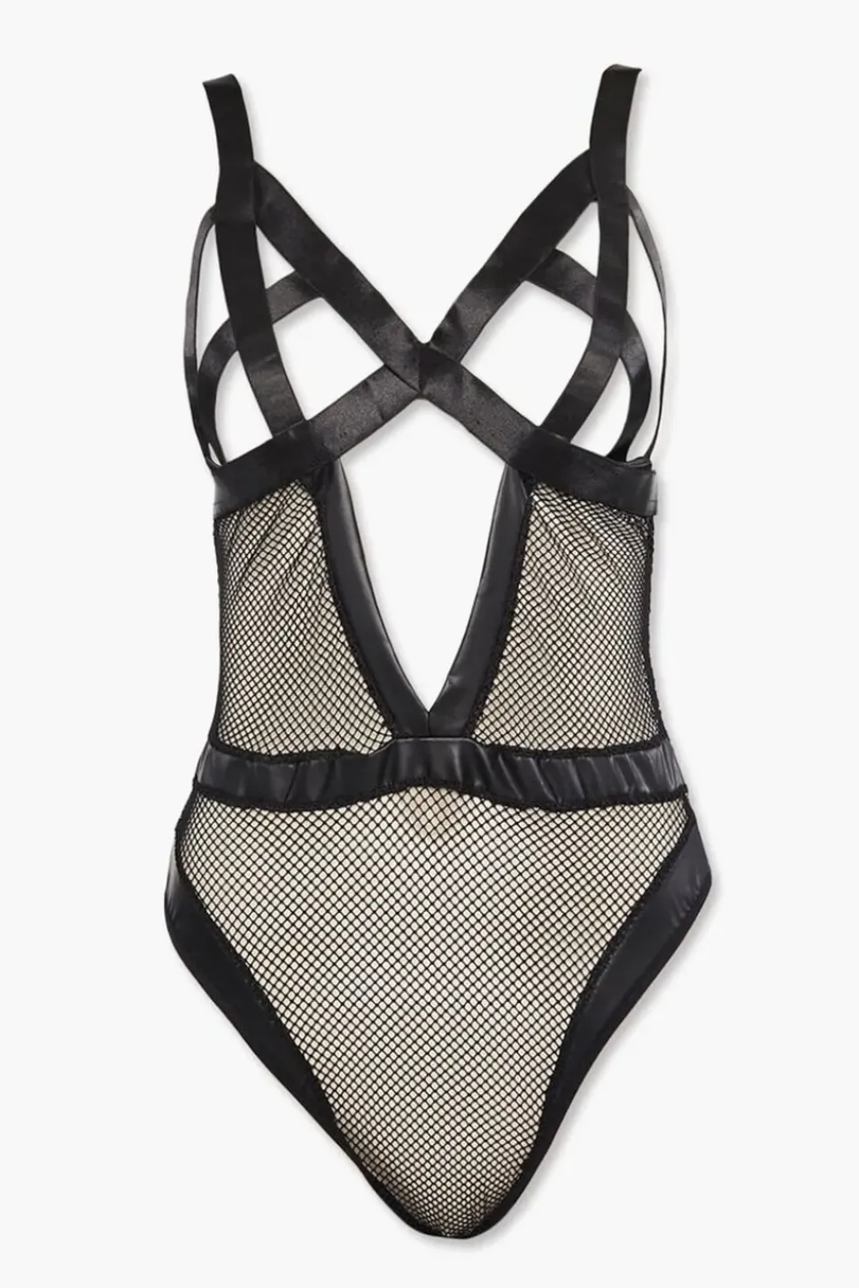 Strappy Sheer Mesh Lingerie Bodysuit