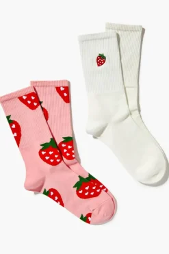 Strawberry Crew Sock Set - 2 Pack