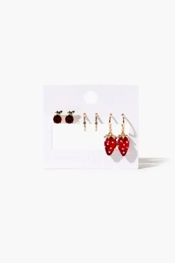 Strawberry Drop Earring Set