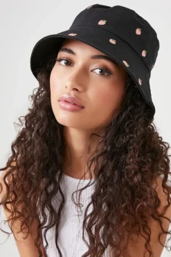 Strawberry Embroidered Bucket Hat