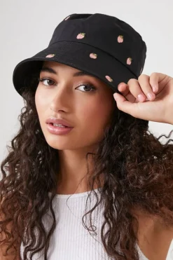 Strawberry Embroidered Bucket Hat