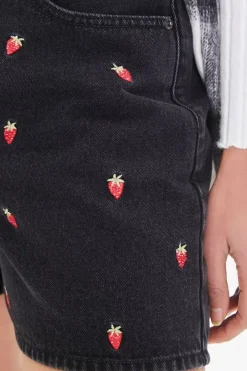 Strawberry High-Rise Denim Shorts
