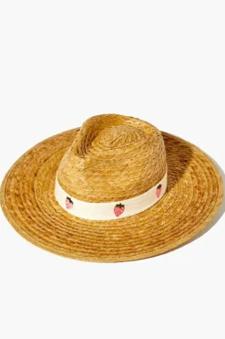 Strawberry-Trim Straw Fedora