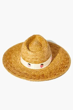 Strawberry-Trim Straw Fedora