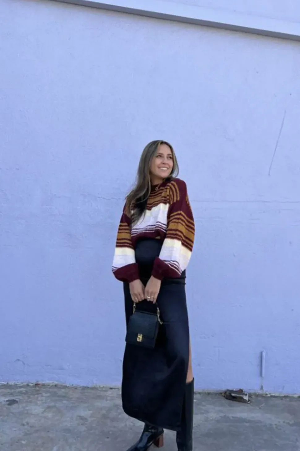 Striped Balloon-Sleeve Sweater
