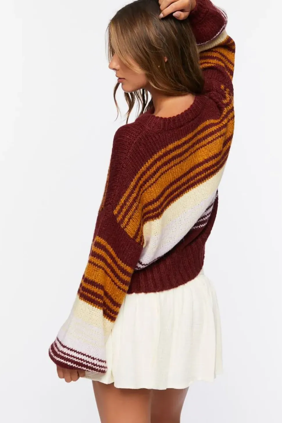 Striped Balloon-Sleeve Sweater