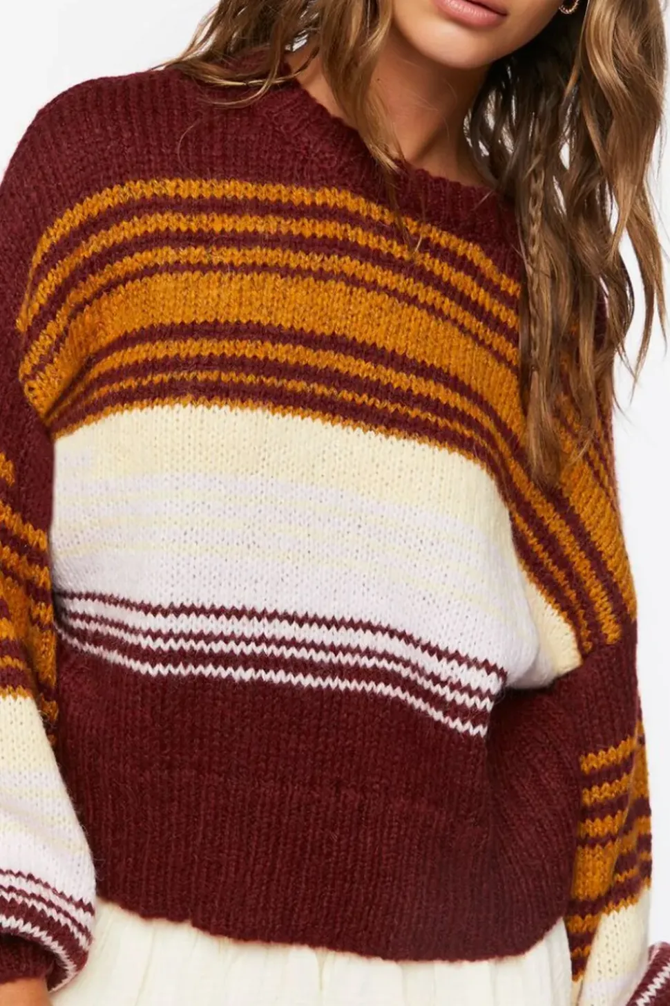Striped Balloon-Sleeve Sweater