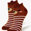 Striped Bear Ankle Socks