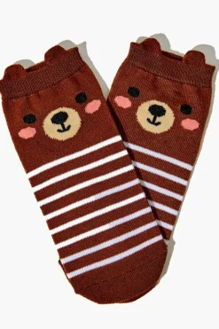 Striped Bear Ankle Socks