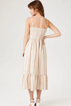 Striped Button-Front Cami Dress