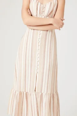 Striped Button-Front Cami Dress