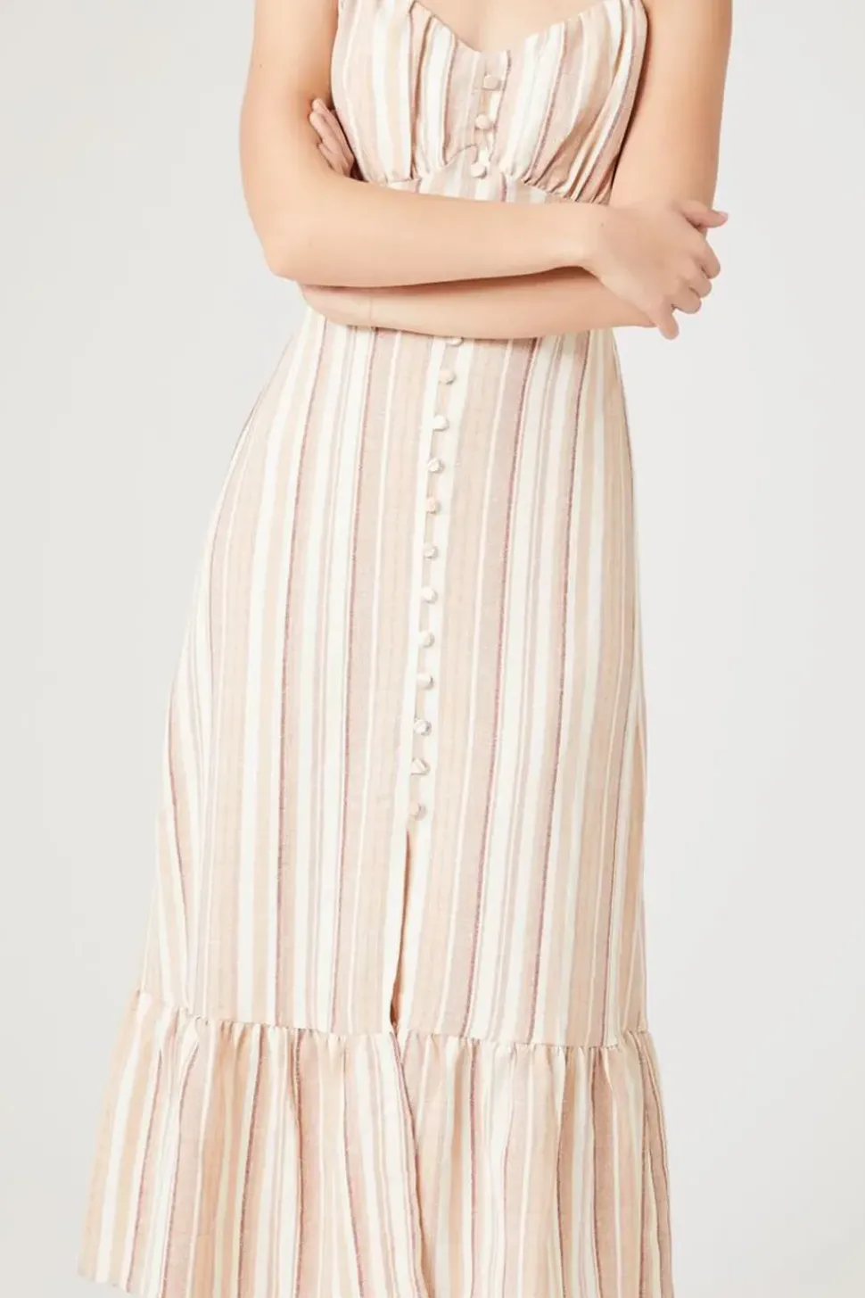 Striped Button-Front Cami Dress