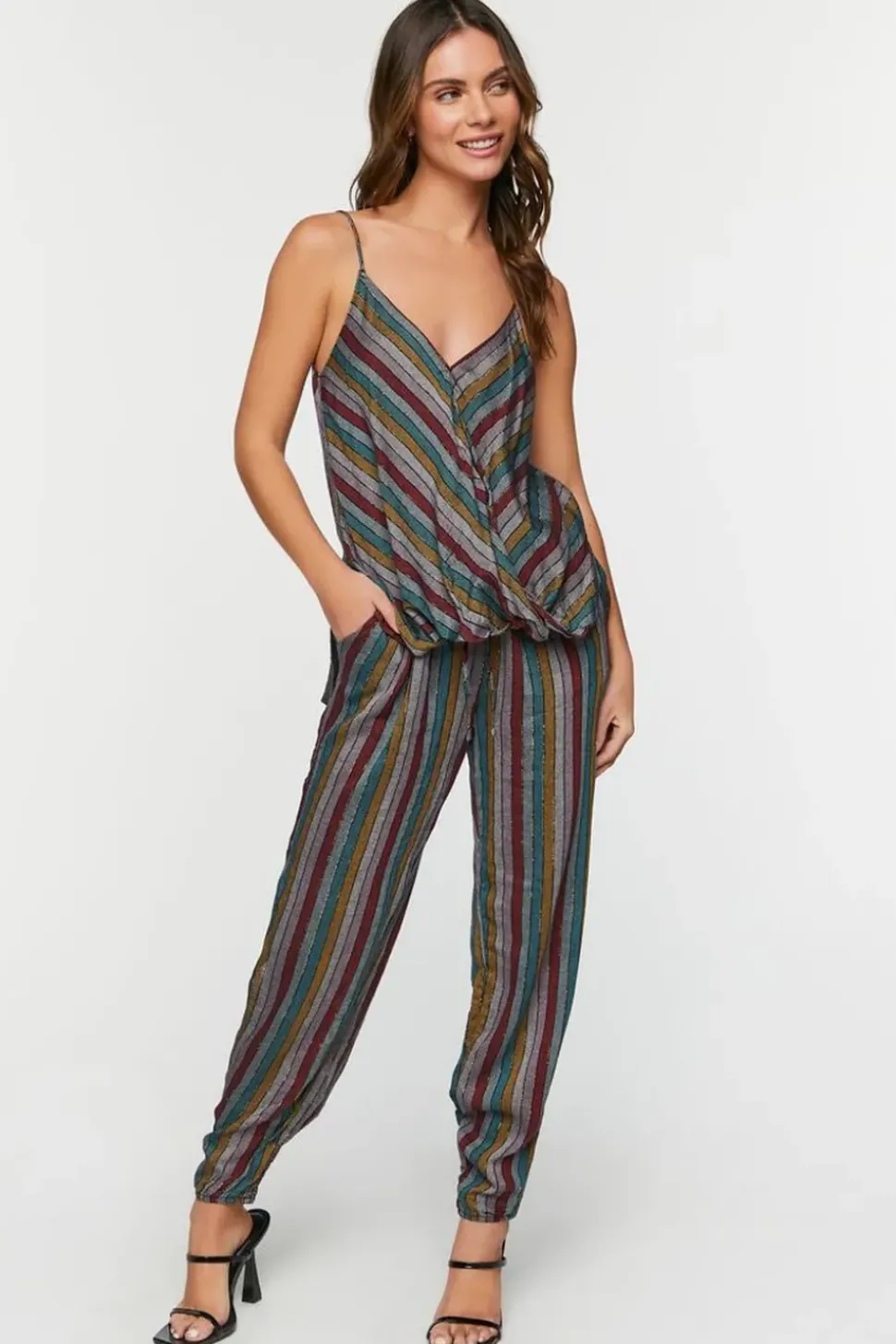 Striped Cami & Drawstring Pants Set