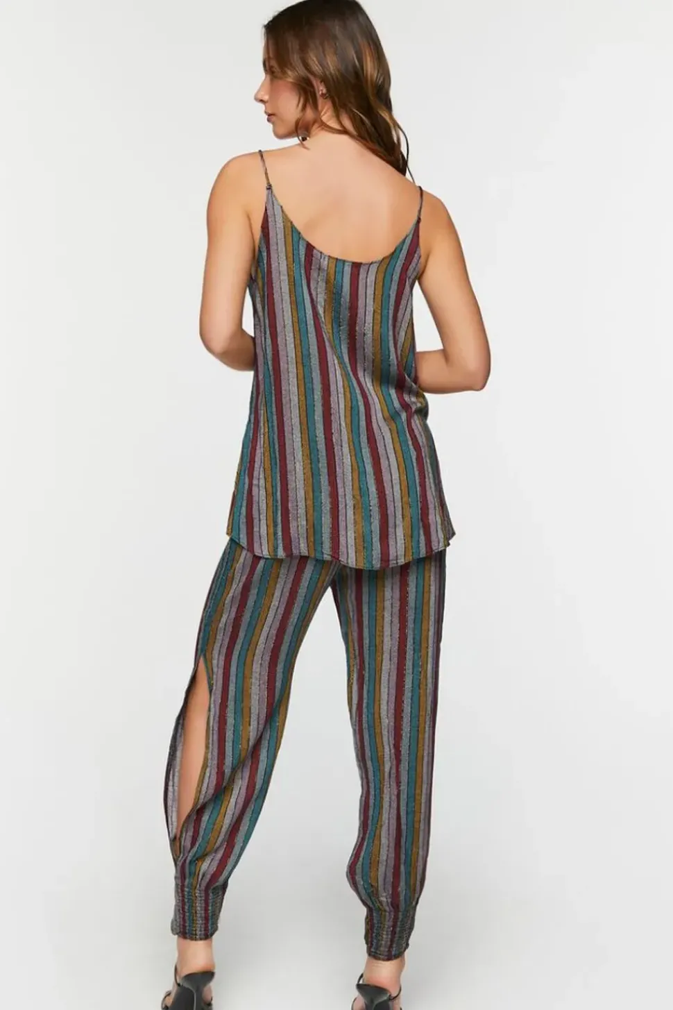 Striped Cami & Drawstring Pants Set