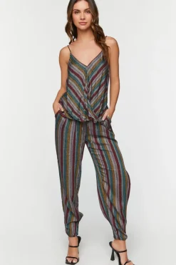 Striped Cami & Drawstring Pants Set