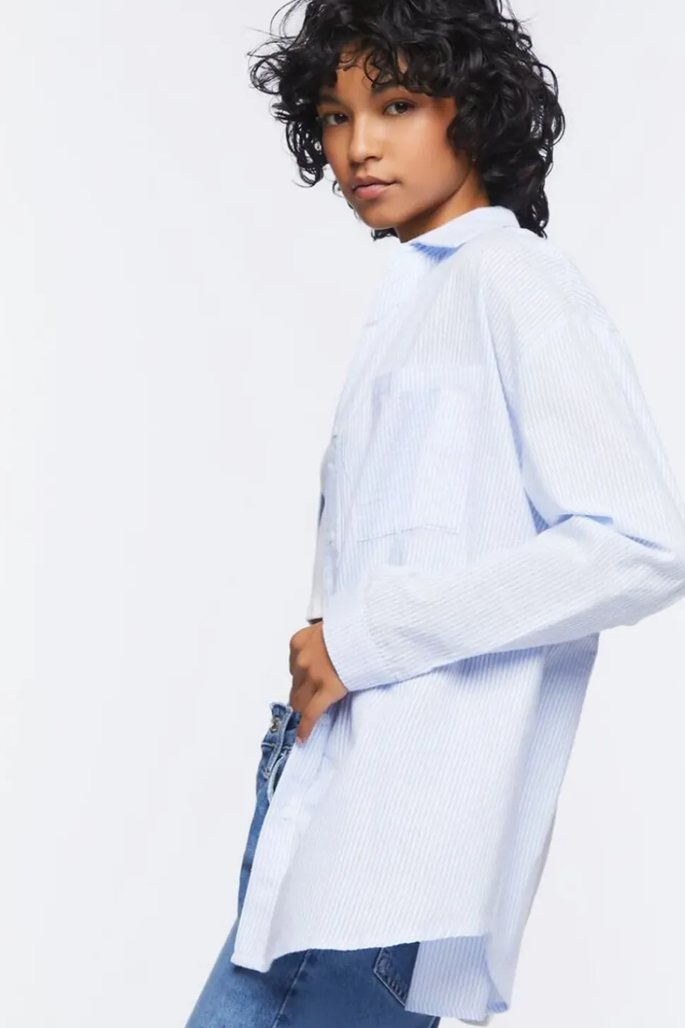 Striped Colorblock Poplin Shirt