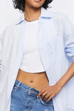 Striped Colorblock Poplin Shirt