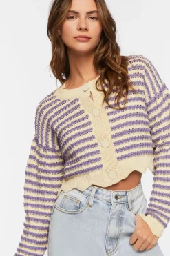 Striped Crochet Cardigan Sweater