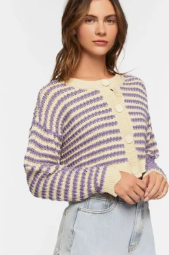 Striped Crochet Cardigan Sweater