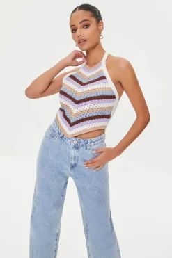Striped Crochet Halter Top