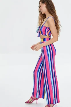 Striped Cropped Cami & Pants Set