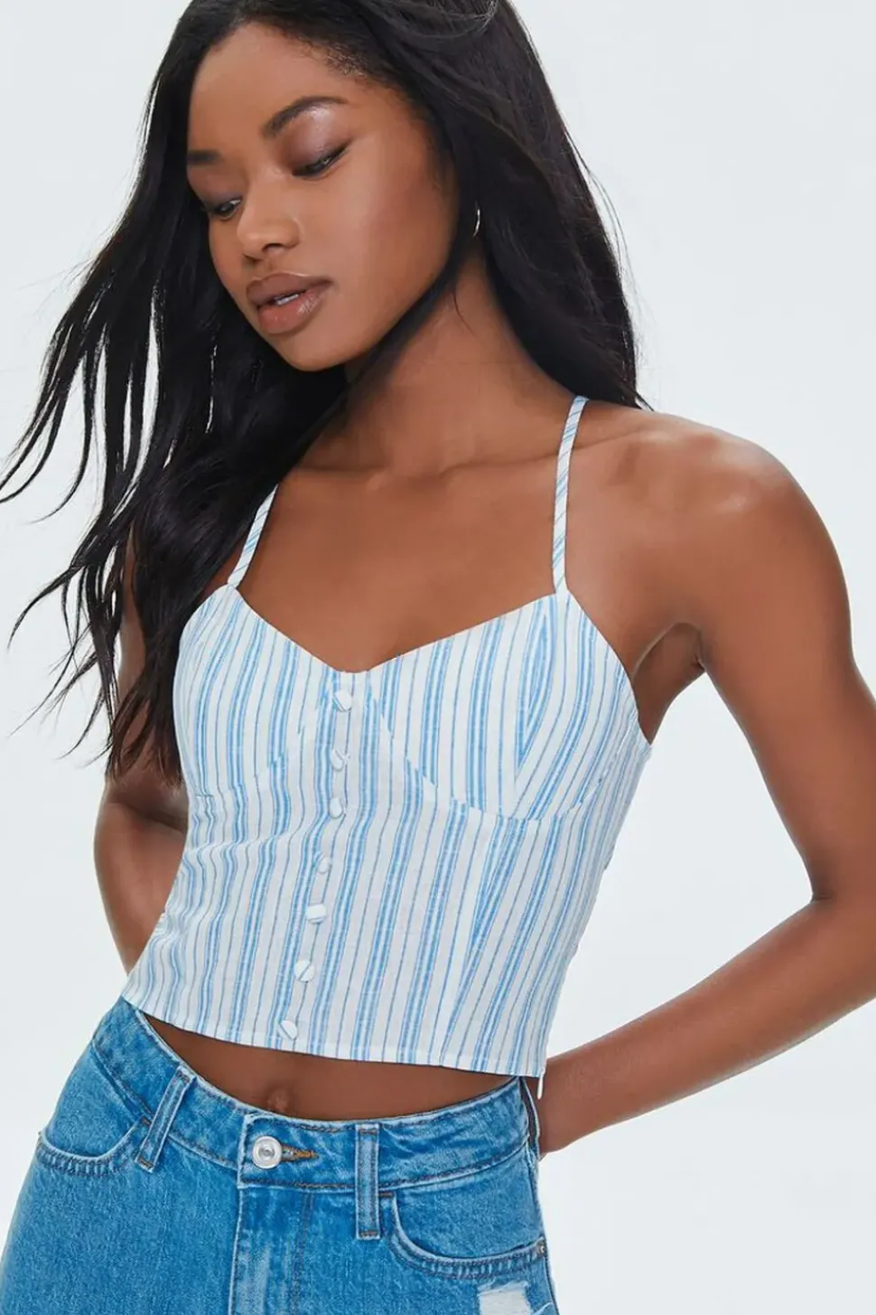 Striped Cutout Cropped Cami
