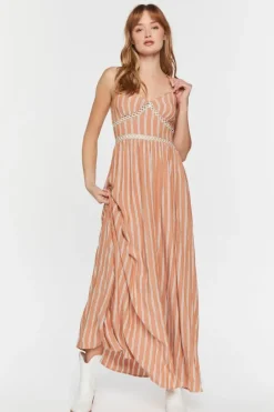 Striped Cutout Maxi Dress