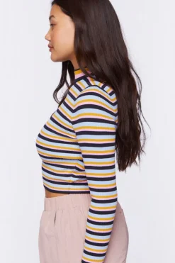 Striped Cutout Sweater-Knit Top