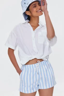 Striped Drawstring Twill Shorts