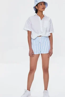 Striped Drawstring Twill Shorts