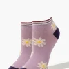 Striped Floral Print Ankle Socks