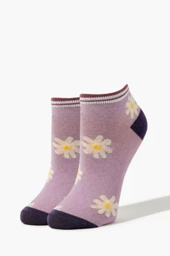 Striped Floral Print Ankle Socks