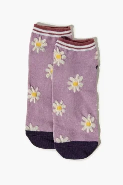 Striped Floral Print Ankle Socks