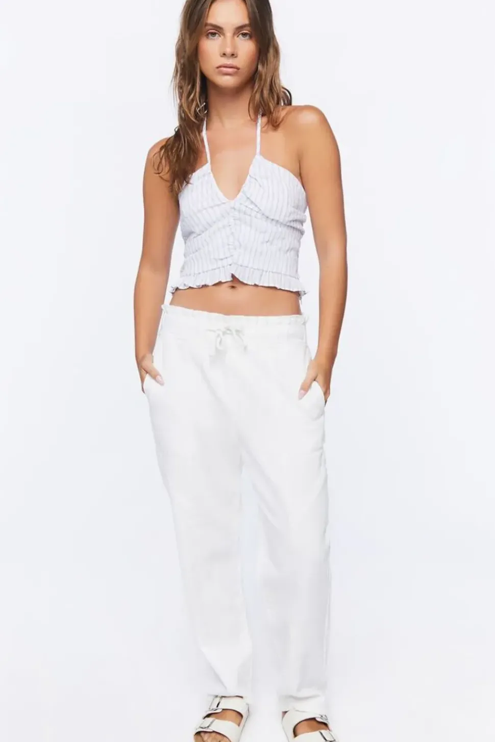 Striped Halter Crop Top