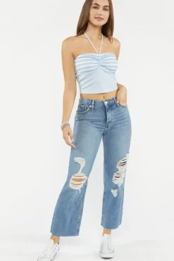 Striped Halter Crop Top