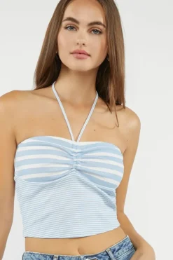 Striped Halter Crop Top