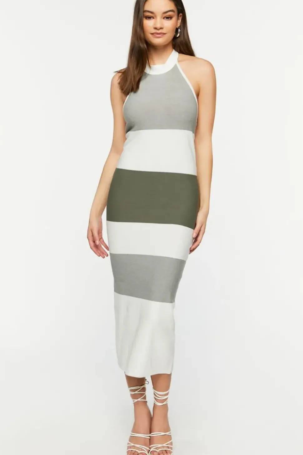 Striped Halter Midi Dress