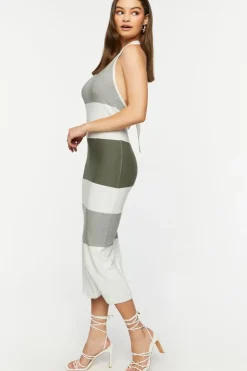 Striped Halter Midi Dress