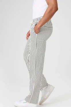 Striped Linen-Blend Pants