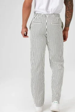 Striped Linen-Blend Pants